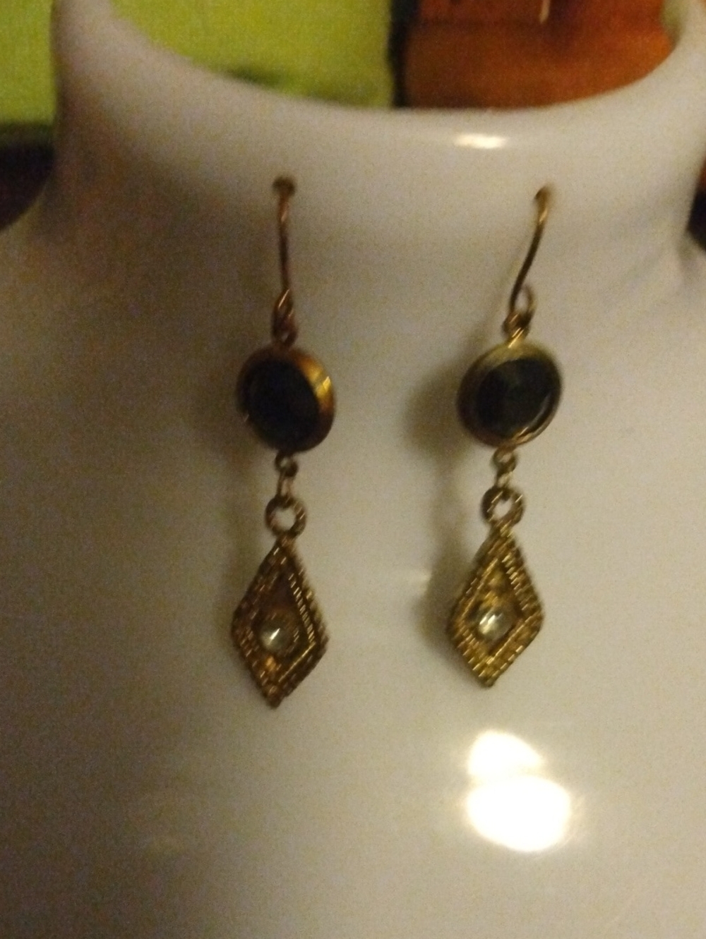 Gold & Black Drop Earrings Like New